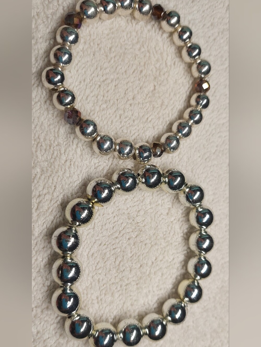 Silver Beaded Stretch Bracelet Set - Women Jewelry